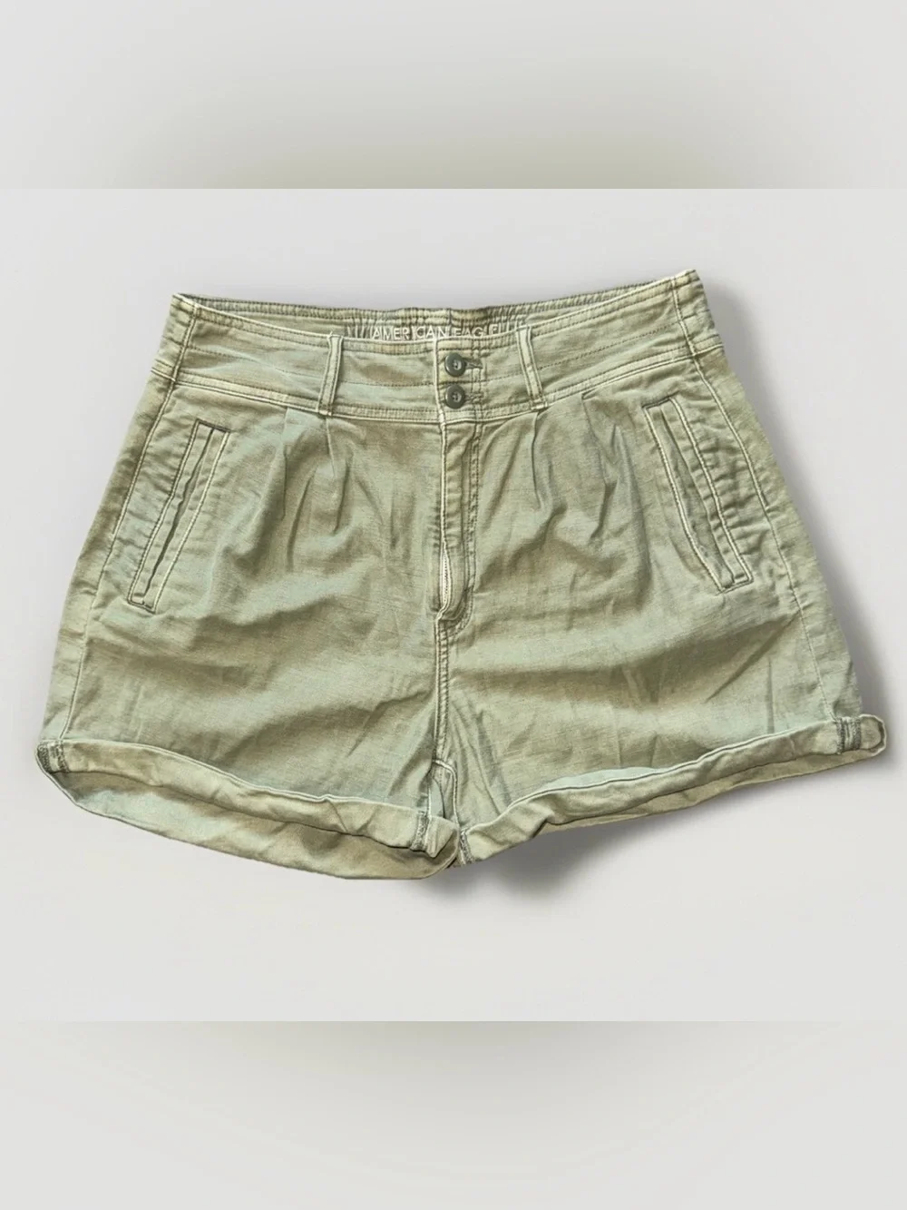 American Eagle Baggy Mom Shorts High Rise Olive Green Size 12